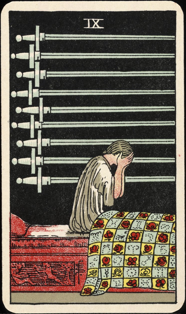 Negen van Zwaarden, Tarotkaart, ca. 1937 door Pamela Colman Smith