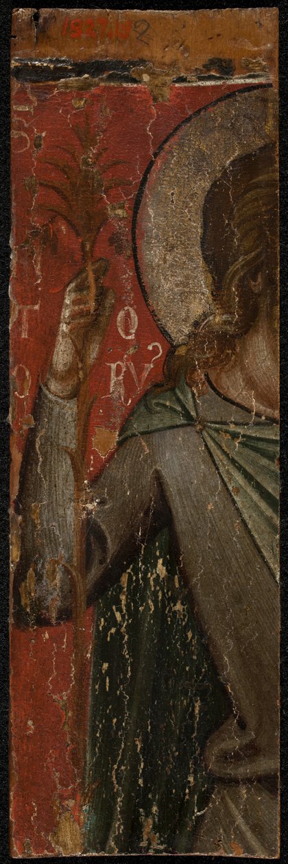 Sint Johannes de Doper (achterkant van paneel) door Paolo Veneziano