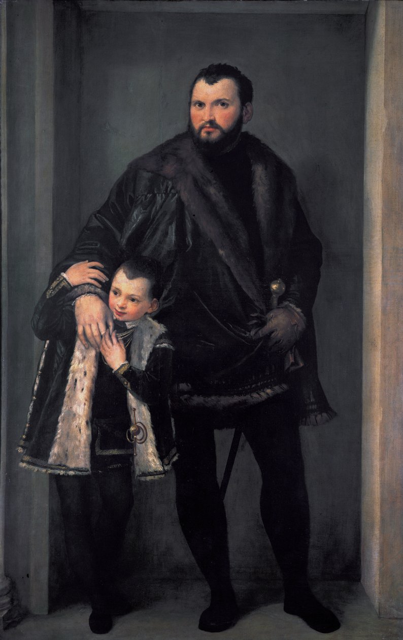 Portret van Graaf Iseppo da Porto met zijn zoon Adriano door Paolo Veronese