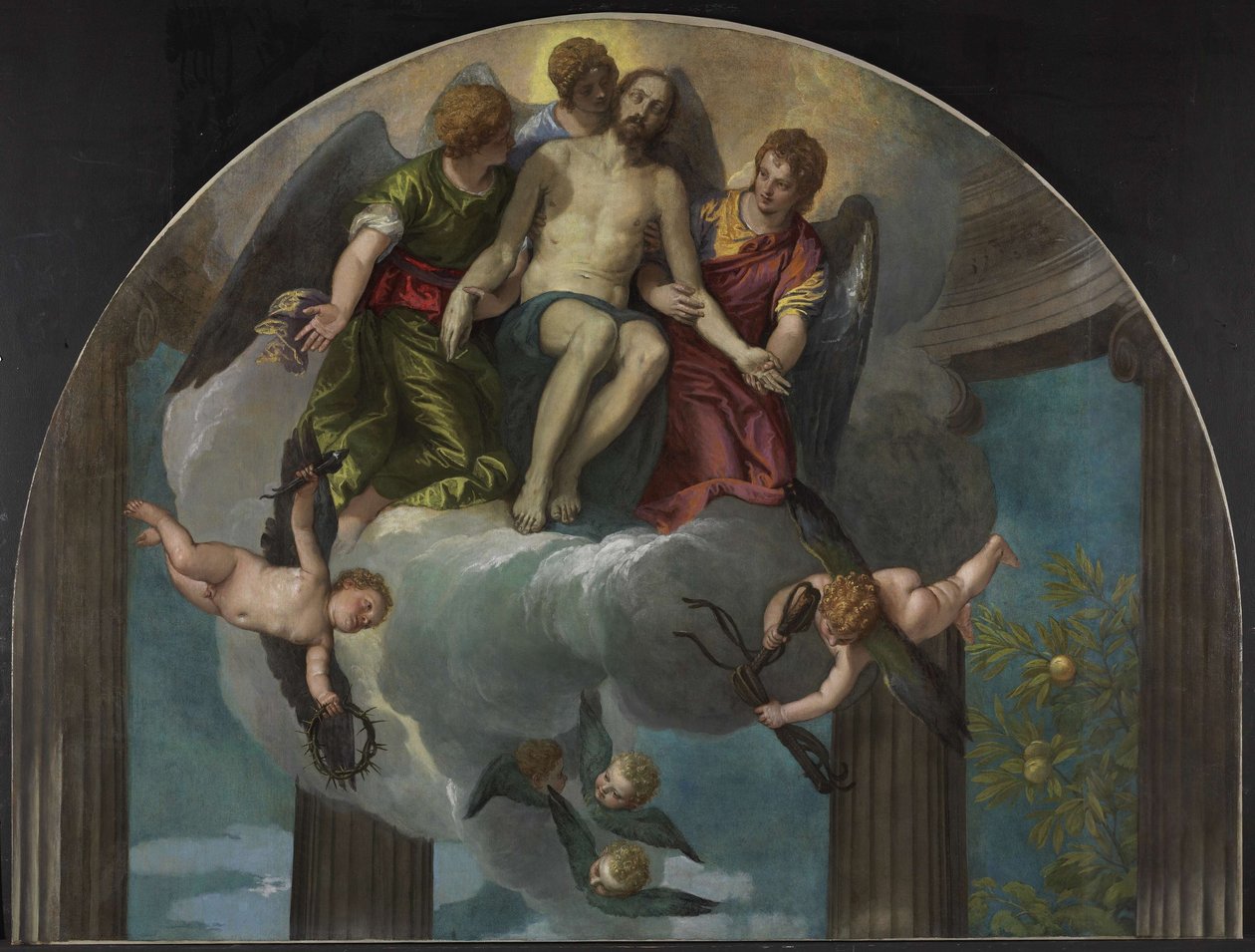 De dode Christus met engelen door Paolo Veronese