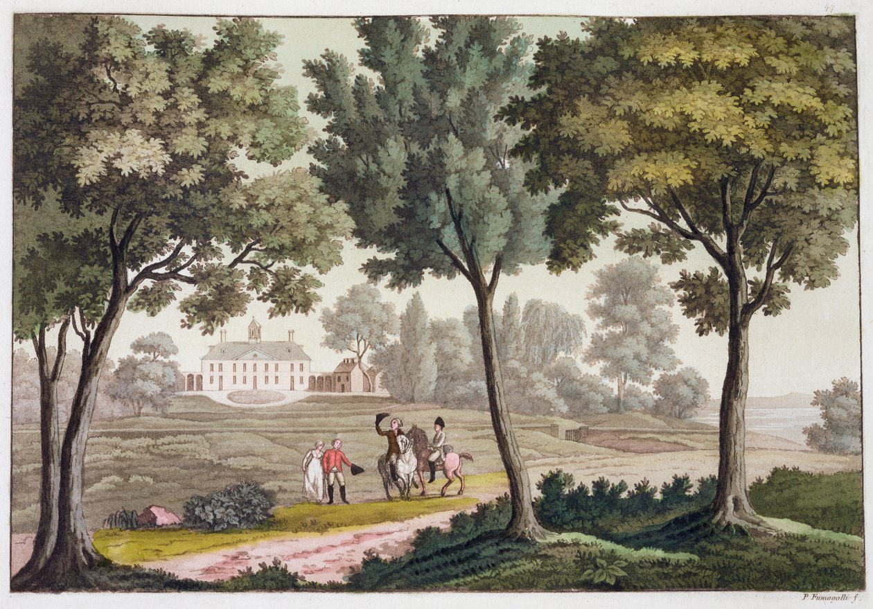 Het huis van George Washington in Mount Vernon, Virginia, VS, ca. 1820-1839 door Paolo Fumagalli