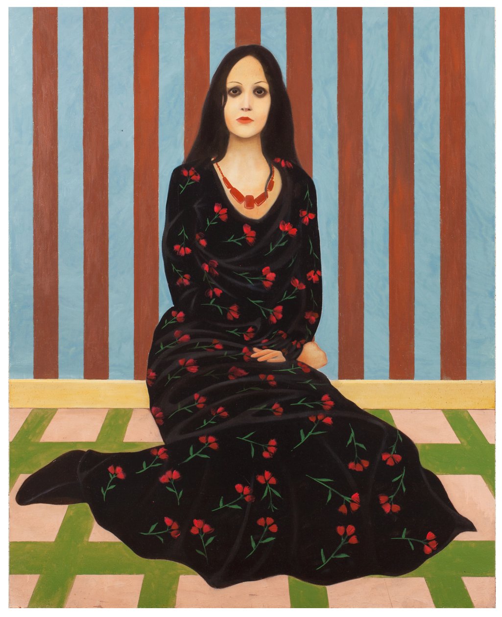 De dame met bloemen, 2016 (olieverf op houtpaneel) door Paolo Perfranceschi