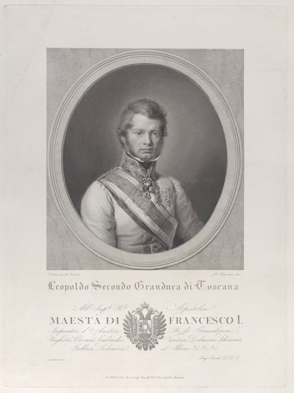Ovaal portret van Leopold II, Groothertog van Toscane, 1833 door Paolo Toschi