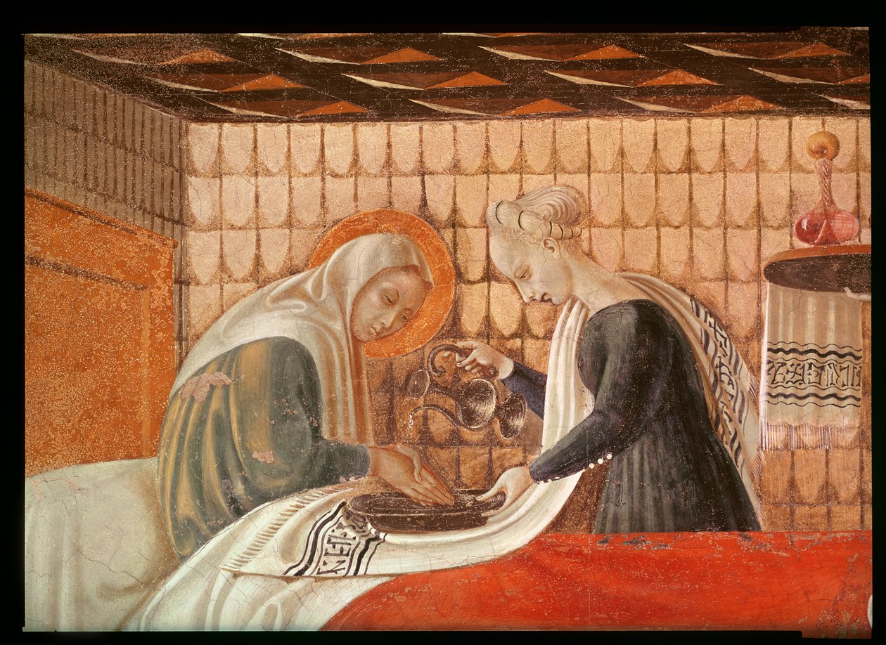 Geboorte van de Maagd, detail van St. Anna en een begeleider door Paolo Uccello