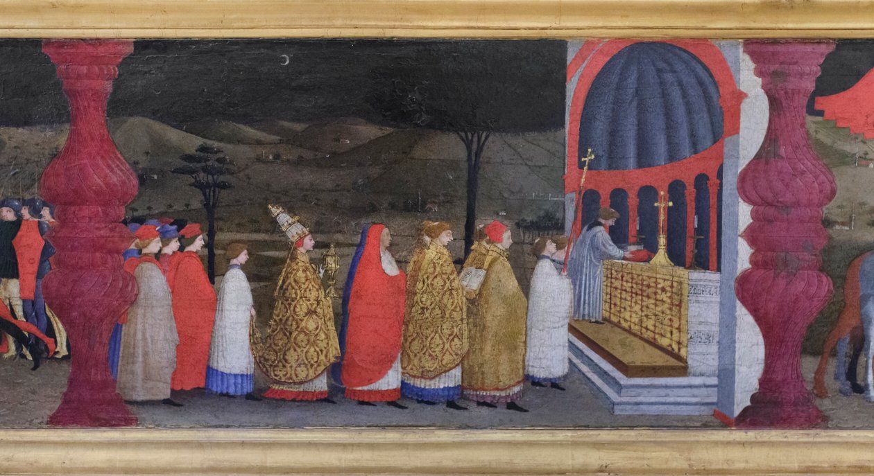 Predella van de ontheiliging van de hostie (detail) door Paolo Uccello