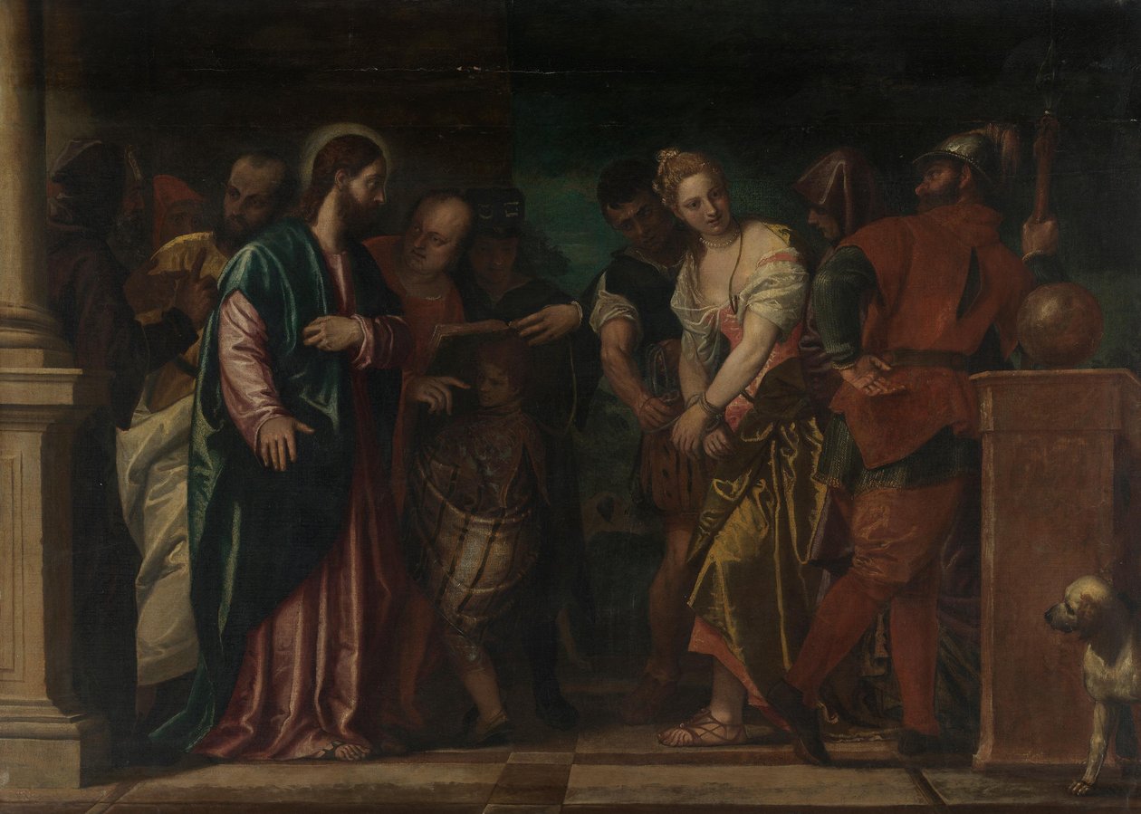 Christus en de overspelige vrouw door Paolo Veronese