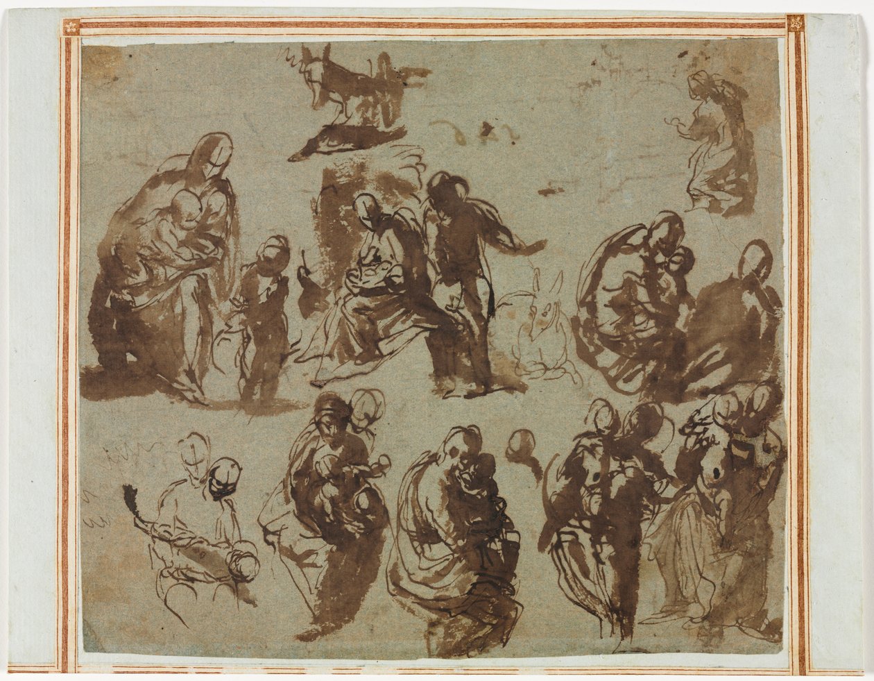 Verschillende Schetsen van de Madonna en Kind door Paolo Veronese