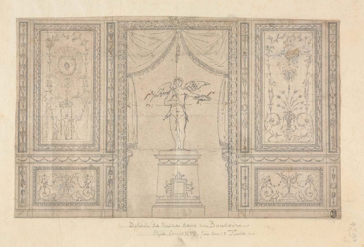 Standbeeld van Cupido in een Muur Nis door Paolo Vincenzo Bonomini