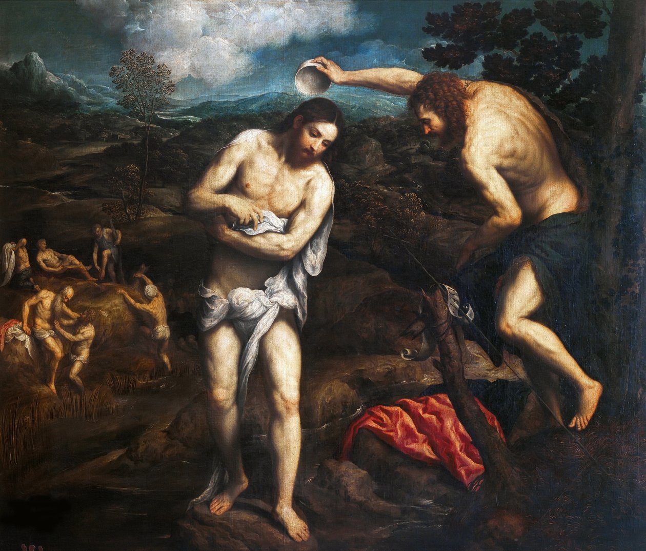 De Doop van Christus, 1548-1551 door Paris Bordone