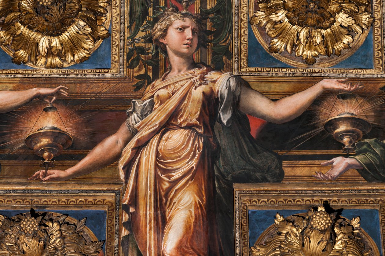 De Drie Wijze Maagden en Drie Dwaze Maagden (detail) door Parmigianino