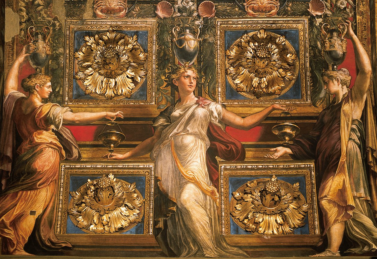 Drie dwaze maagden, door Francesco Mazzola, bekend als Parmigianino door Parmigianino