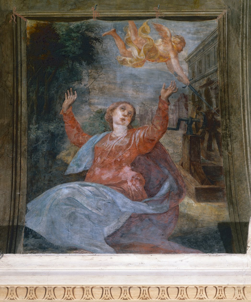 Sint-Agatha, door Parmigianino (1503-1540), fresco, Kerk van San Giovanni Evangelista, Parma, Emilia-Romagna, Italië door Parmigianino