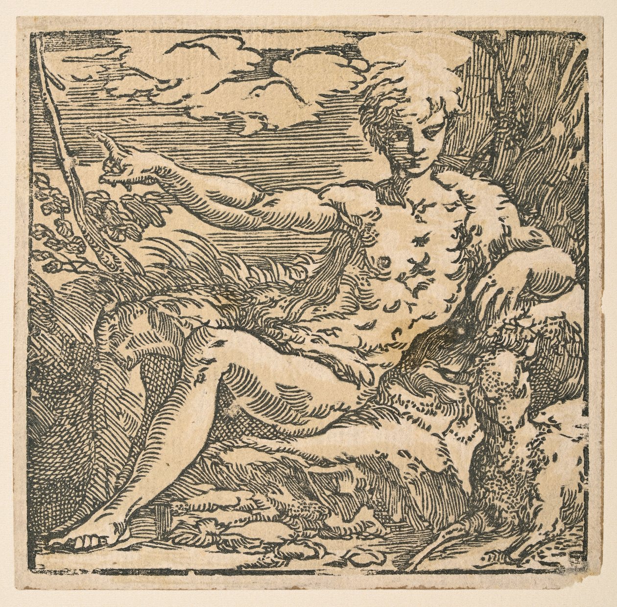 Sint Johannes de Doper in de wildernis door Parmigianino