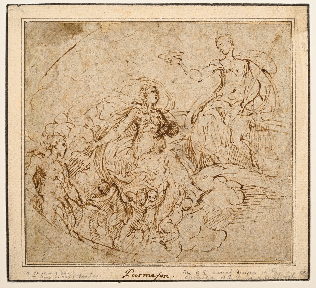 Studie van de kroning van de Maagd voor Santa Maria della Steccata, Parma door Parmigianino