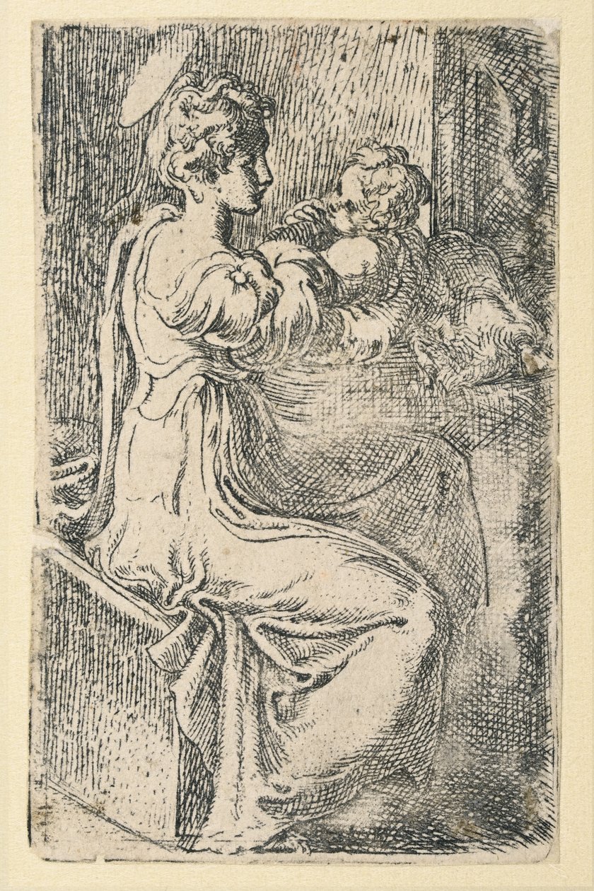 Maagd en kind door Parmigianino
