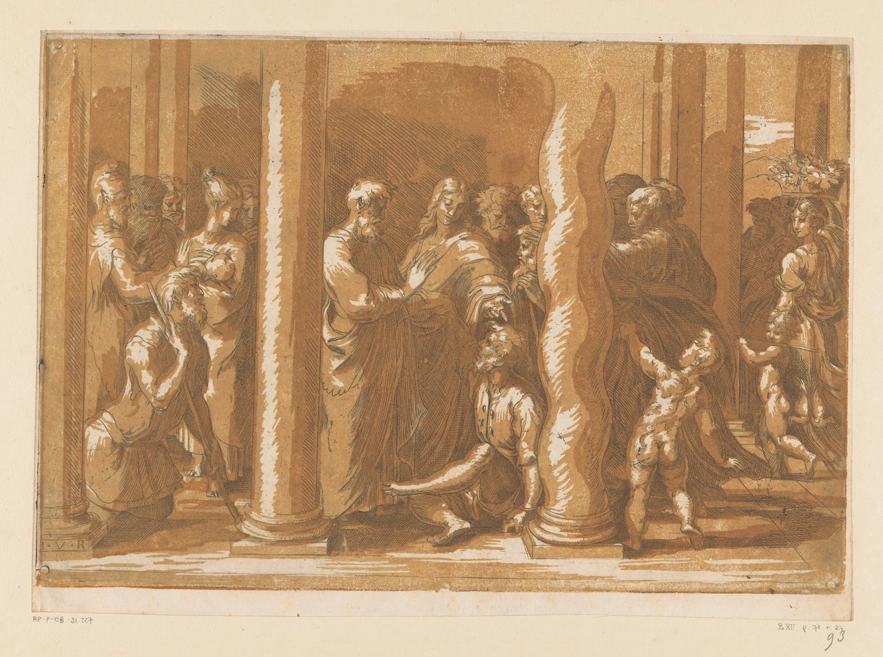 Heiligen Petrus en Johannes genezen een lamme door Parmigianino (attributed to)