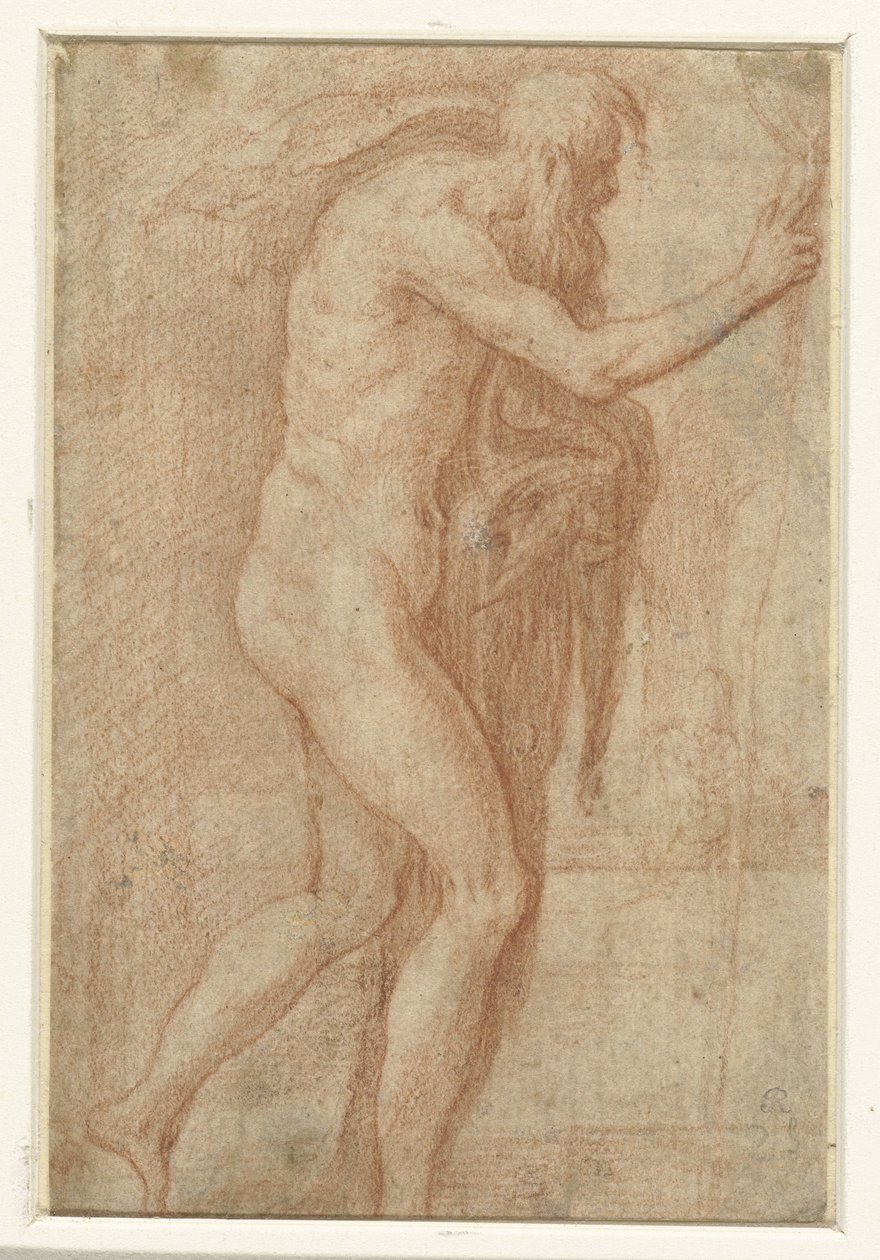 Man die zijn vinger waarschuwend opheft door Parmigianino