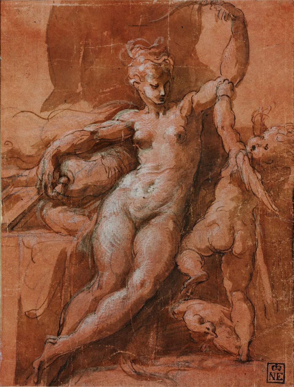 Venus entwaffnet Amor door Parmigianino