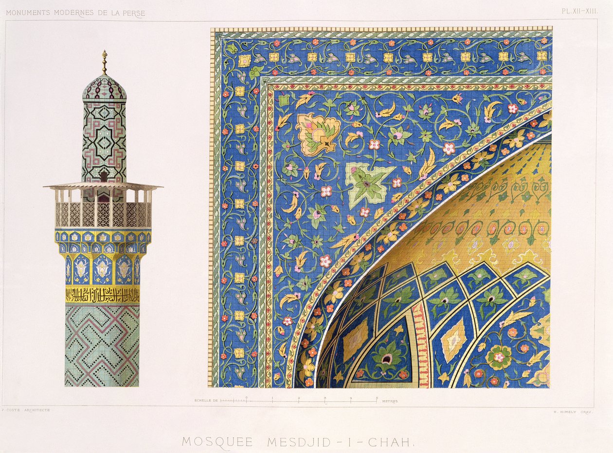 Architectonische details van de Mesdjid-i-Shah, Isfahan, plaat 12-13 uit 