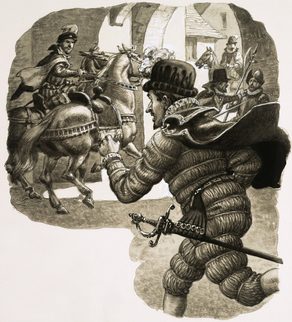 Gekleed als een van zijn onderdanen kroop Koning Hendrik III uit Krakau door Pat (1907 95) Nicolle