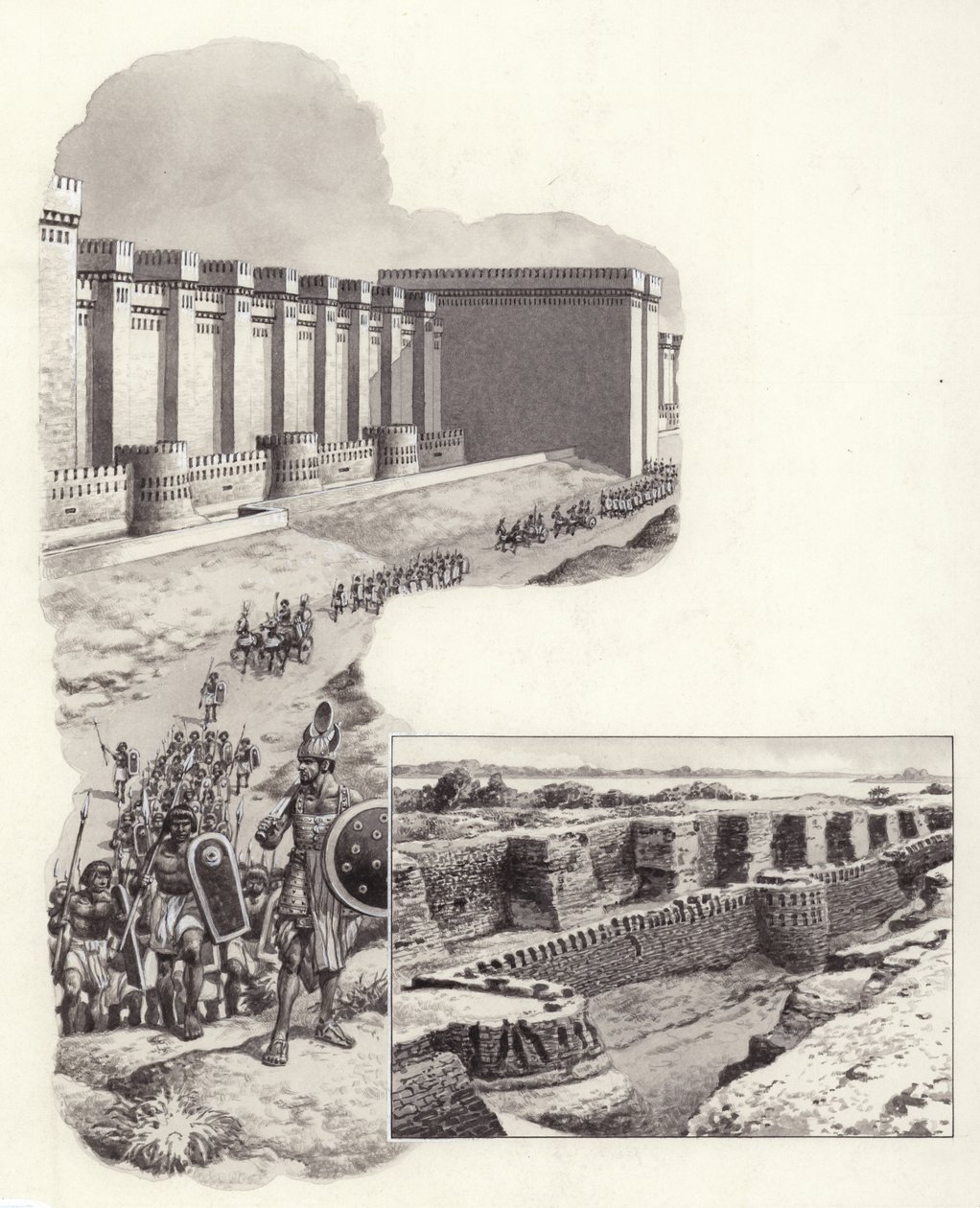 Het fort van Buhen (gouache op papier) door Pat (1907 95) Nicolle