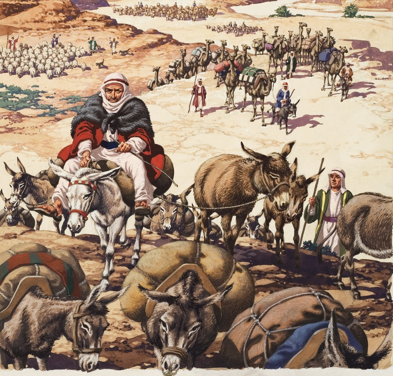 De terugkeer naar Kanaän, uit het verhaal van Jacob (gouache op papier) door Pat (1907 95) Nicolle