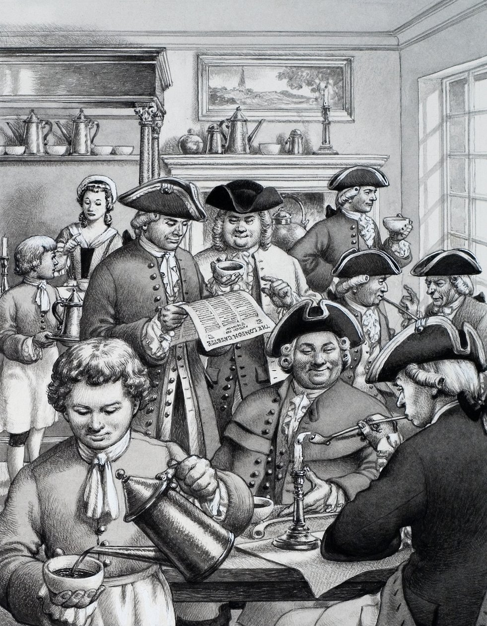 Typisch Londens koffiehuis in de 18e eeuw door Pat (1907 95) Nicolle
