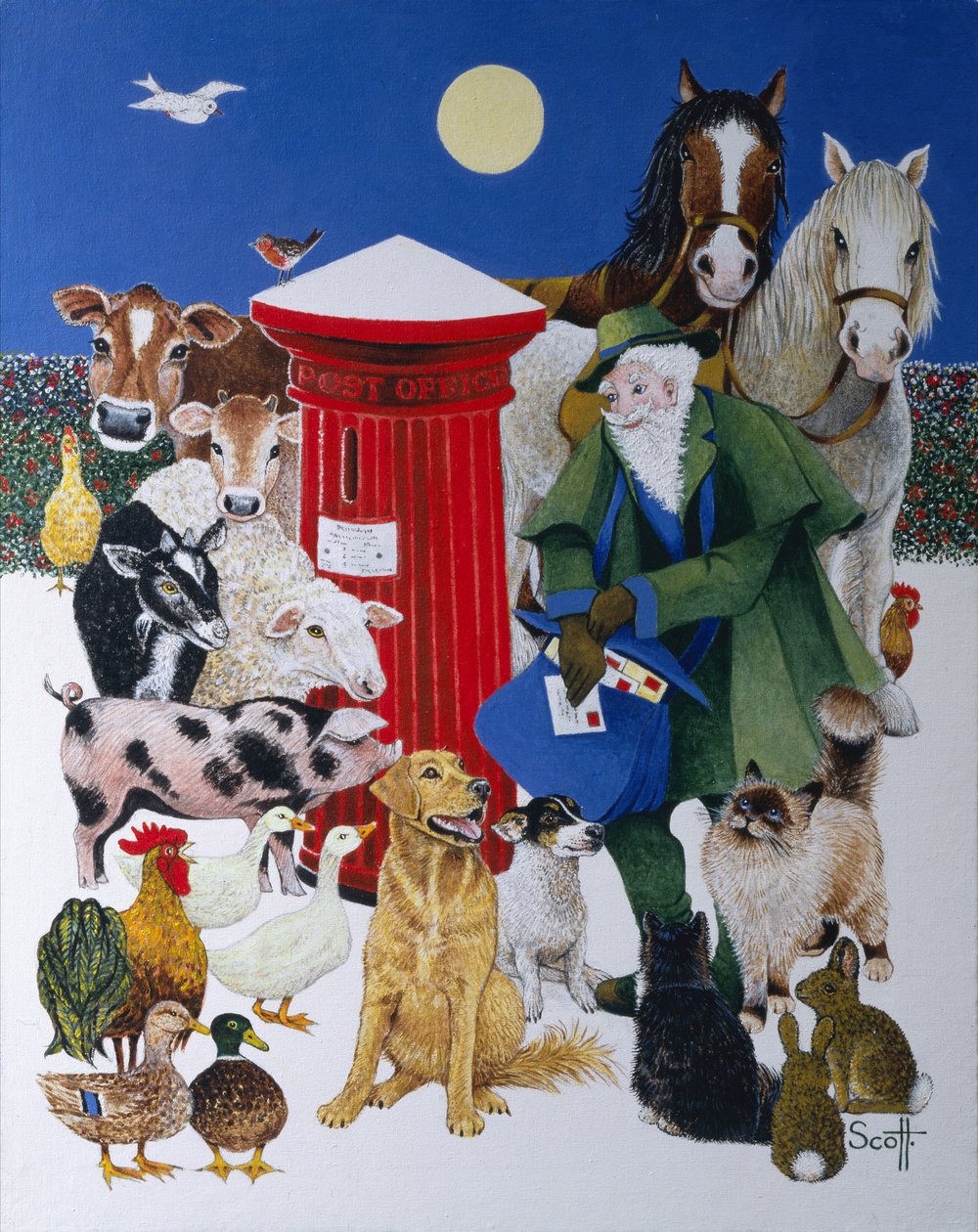 Kerstpost (olieverf op doek) door Pat Scott
