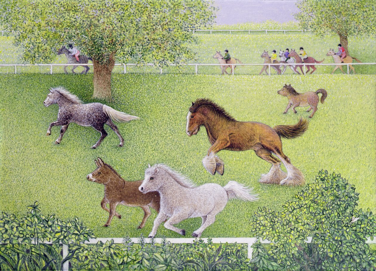 In galop (olieverf op doek) door Pat Scott