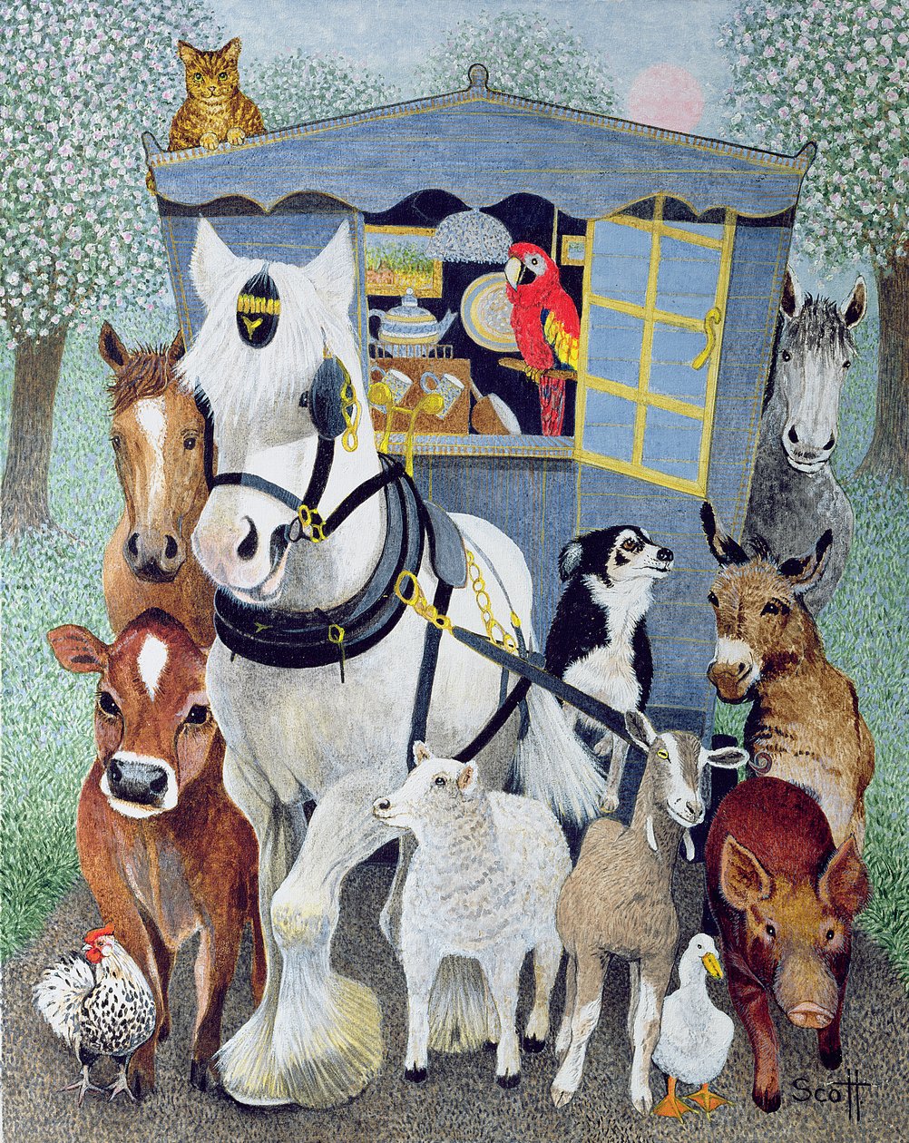 Oom Tom Cobbley en alles (acryl op calico) door Pat Scott