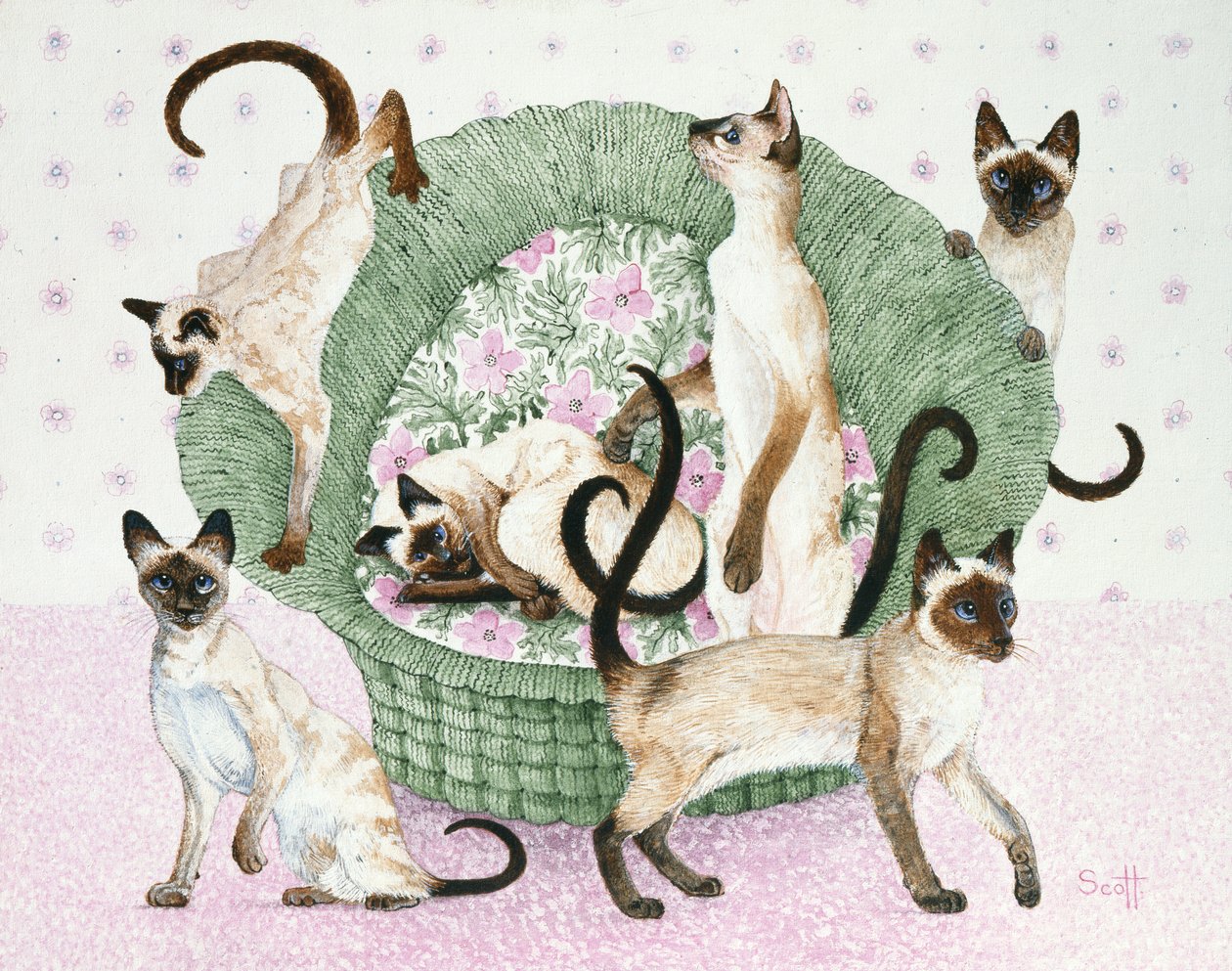 Wij zijn Siamezen als je wilt (acryl op calico) door Pat Scott