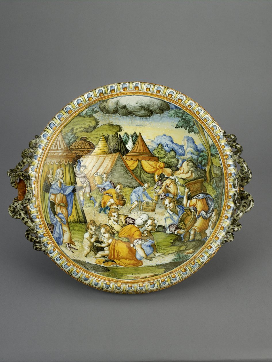 Schaal met het verzamelen van manna, waarschijnlijk Urbino, ca. 1600-20 door Patanazzi Workshop