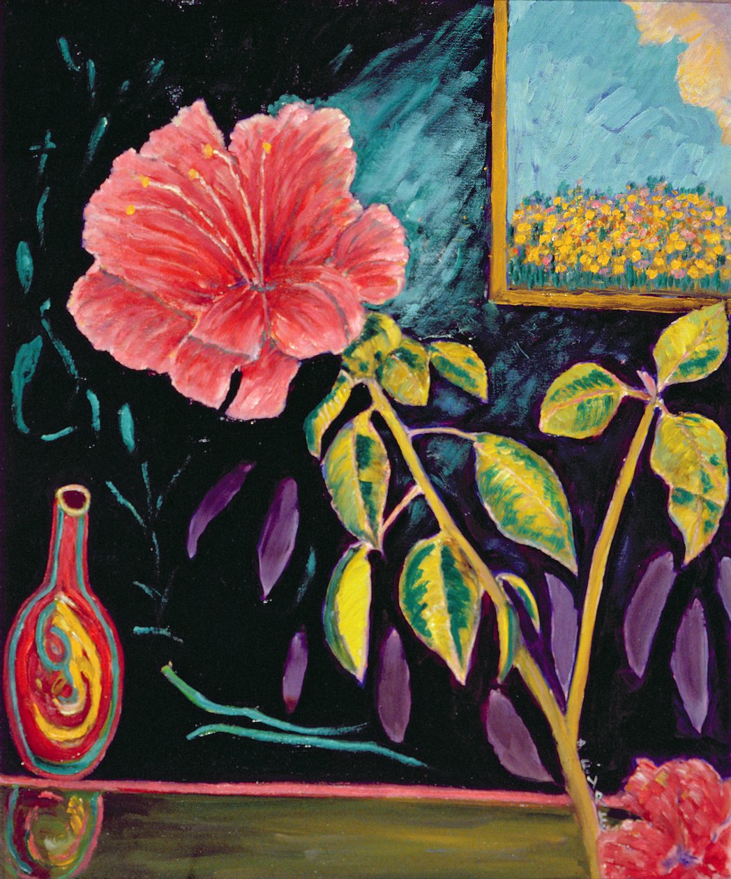 Hibiscus met vaas door Patricia Contemporary Artist Eyre