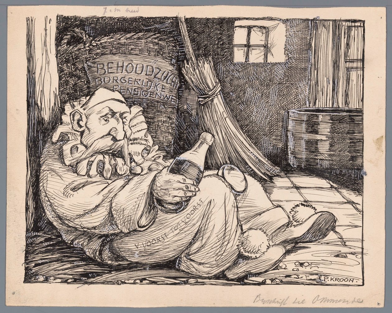 Baron van Voorst tot Voorst als carnavalsganger door Patricq Kroon (signed by artist)