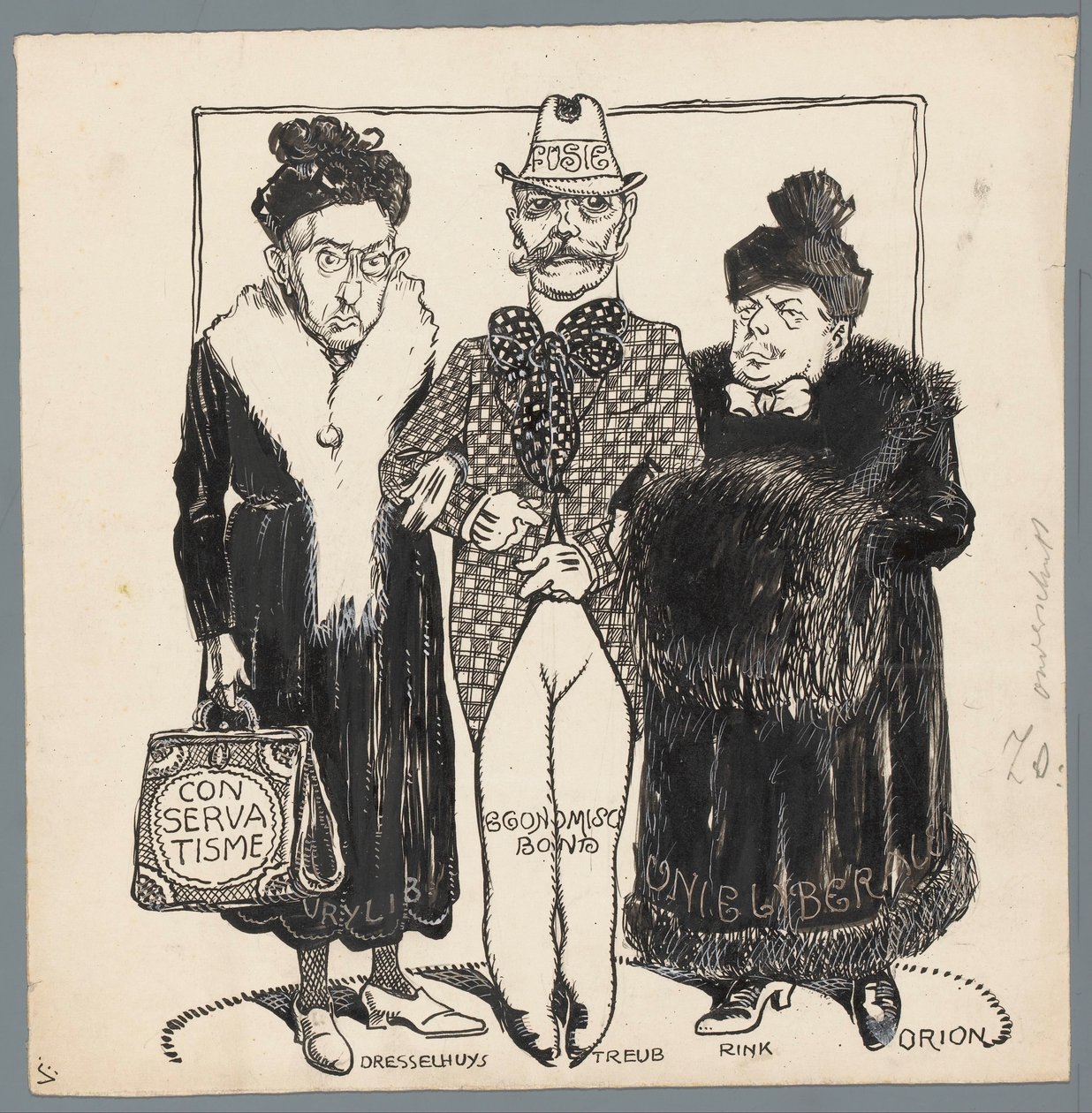 Fusie liberale partijen door Patricq Kroon (signed by artist)