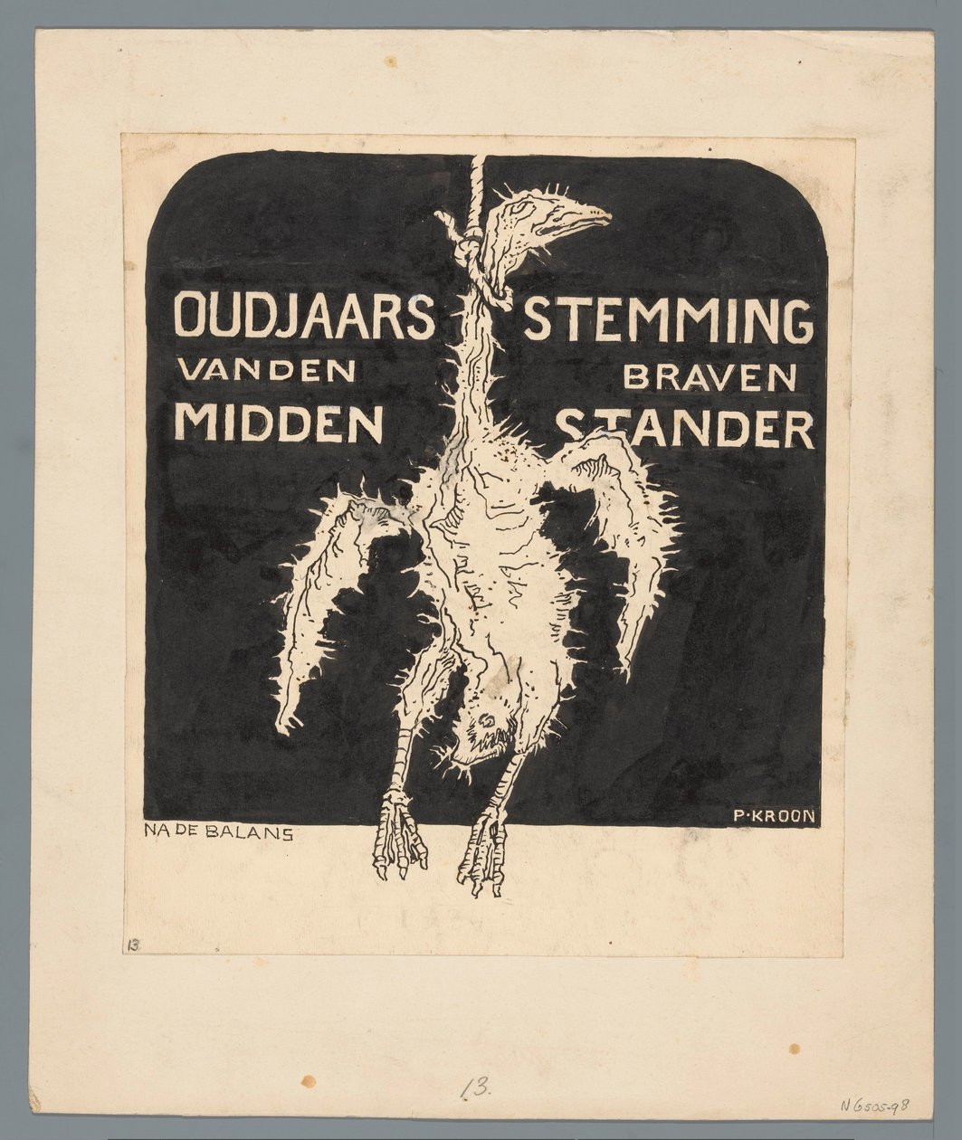 Kaalgeplukte middenstander door Patricq Kroon (signed by artist)