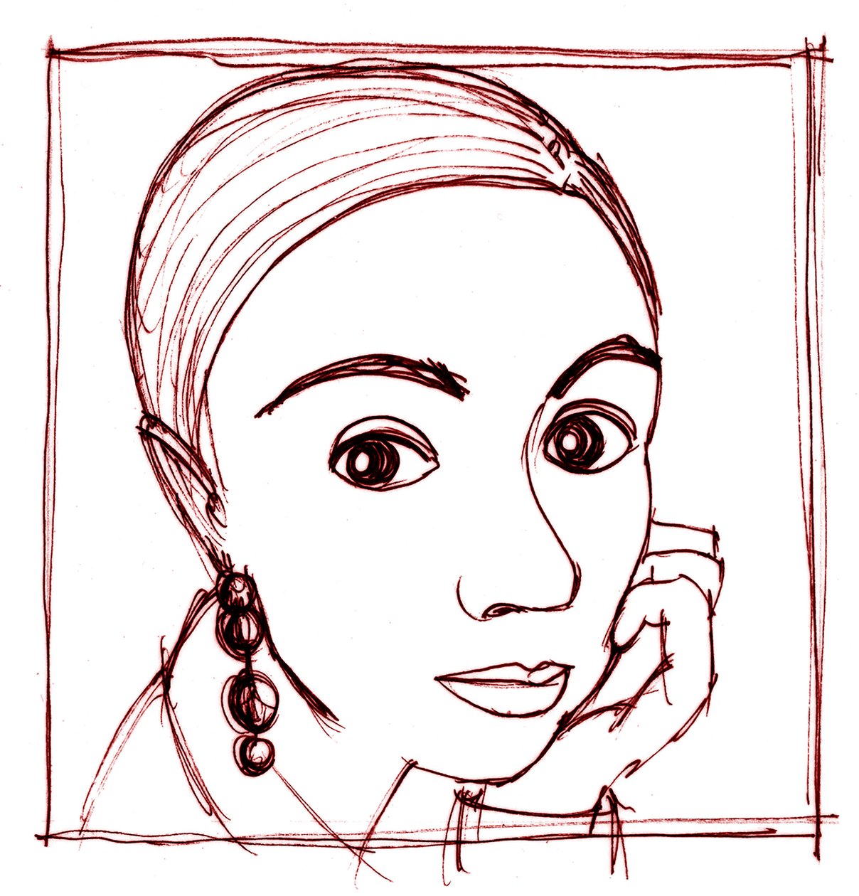 Portret, 2018 (Inkt op papier) door Patrizia La Porta