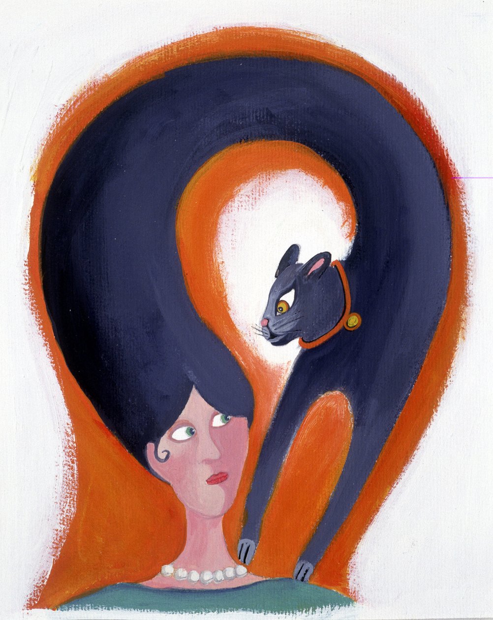 Kapsel van een vrouw dat verandert in een kat - illustratie door Patrizia La Porta door Patrizia La Porta