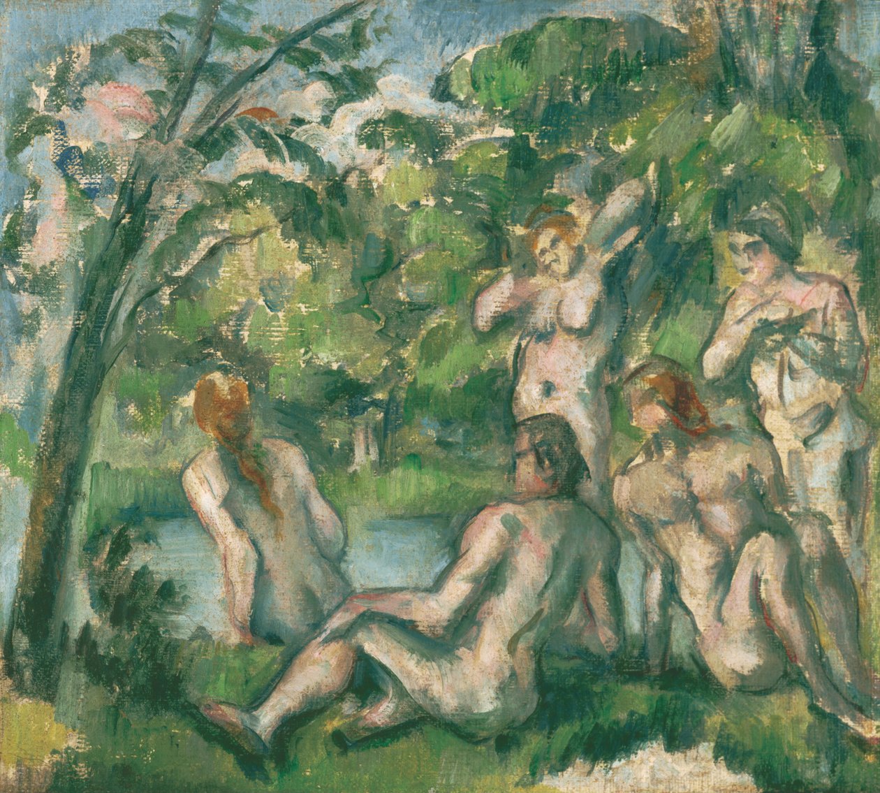Badhuisgangers door Paul Cézanne