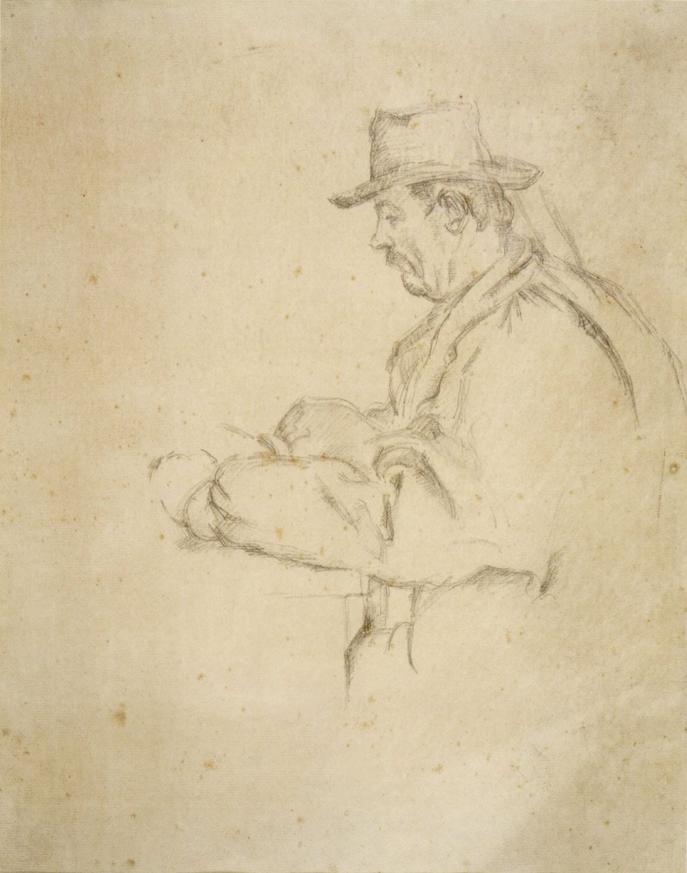 Profiel van een man door Paul Cézanne