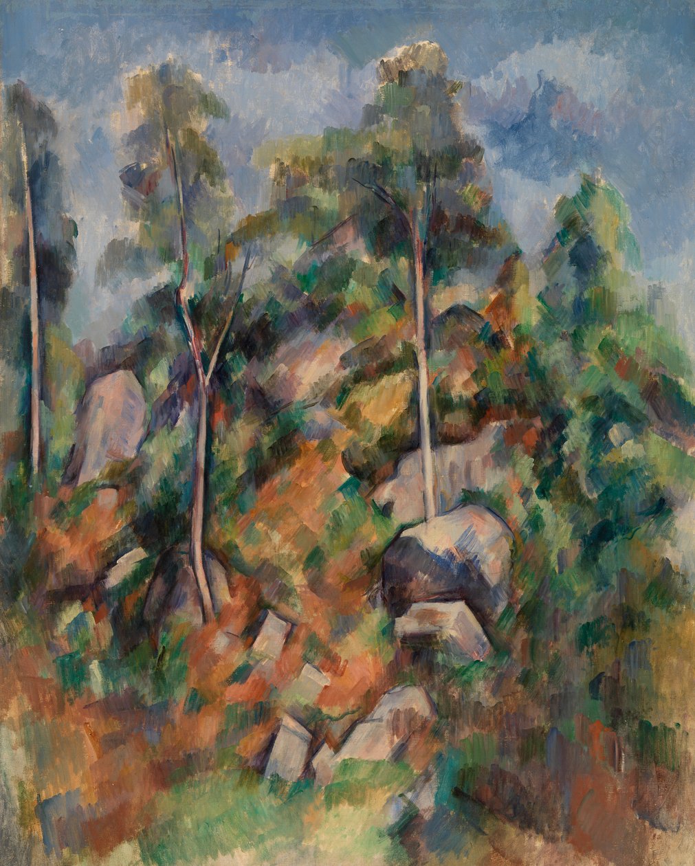 Rotsen en bomen, c.1904 door Paul Cézanne