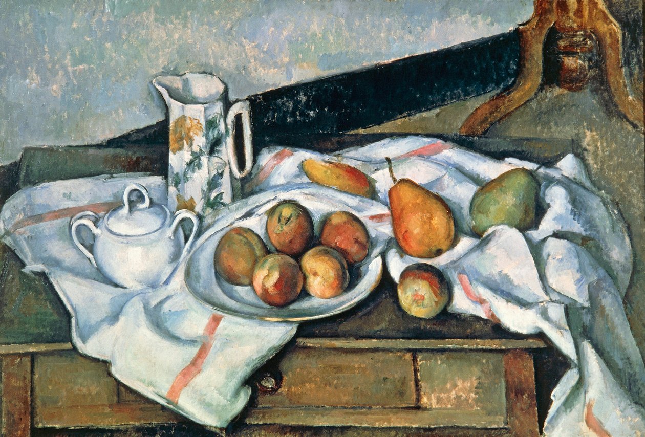 Stilleven van perziken en peren, 1888-90 door Paul Cézanne