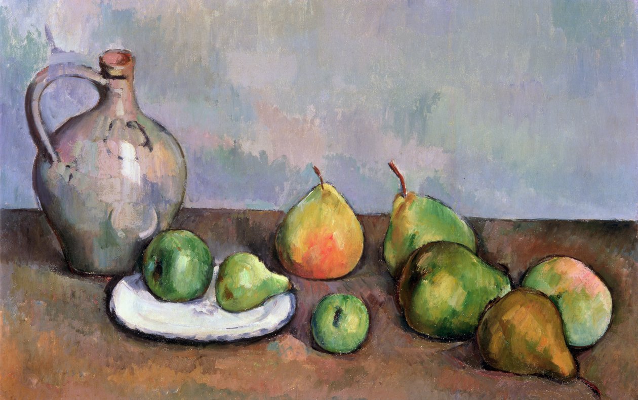 Stilleven met kruik en fruit, 1885-87 door Paul Cézanne