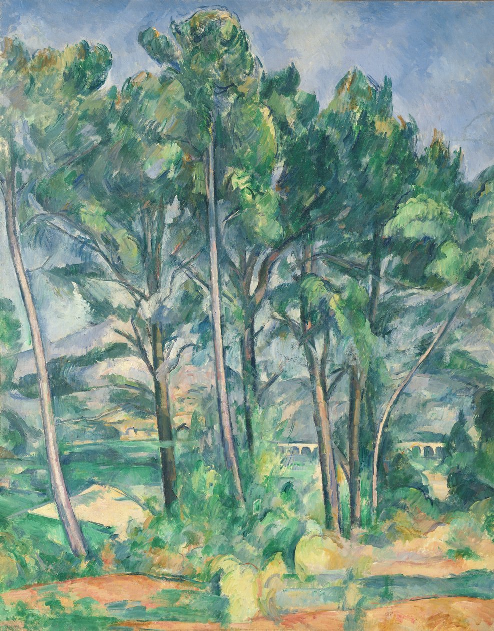Het Aquaduct (Montagne Sainte-Victoire gezien door Bomen), ca. 1885-87 door Paul Cézanne