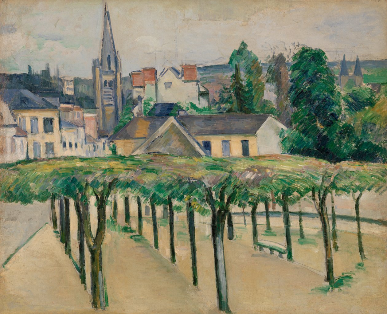 Dorpsplein, c.1881 door Paul Cézanne