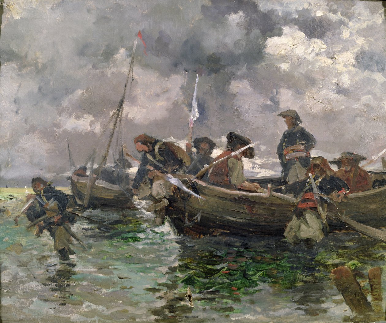 Oorlogsscène op zee door Paul Émile Boutigny