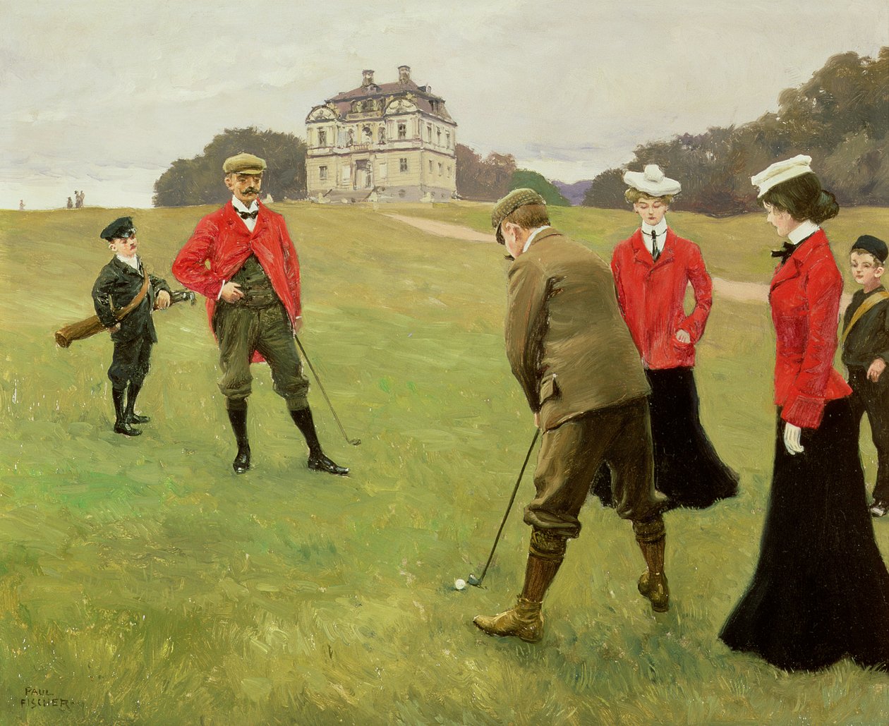 Golfspelers bij de Kopenhagen Golf Club door Paul Fischer