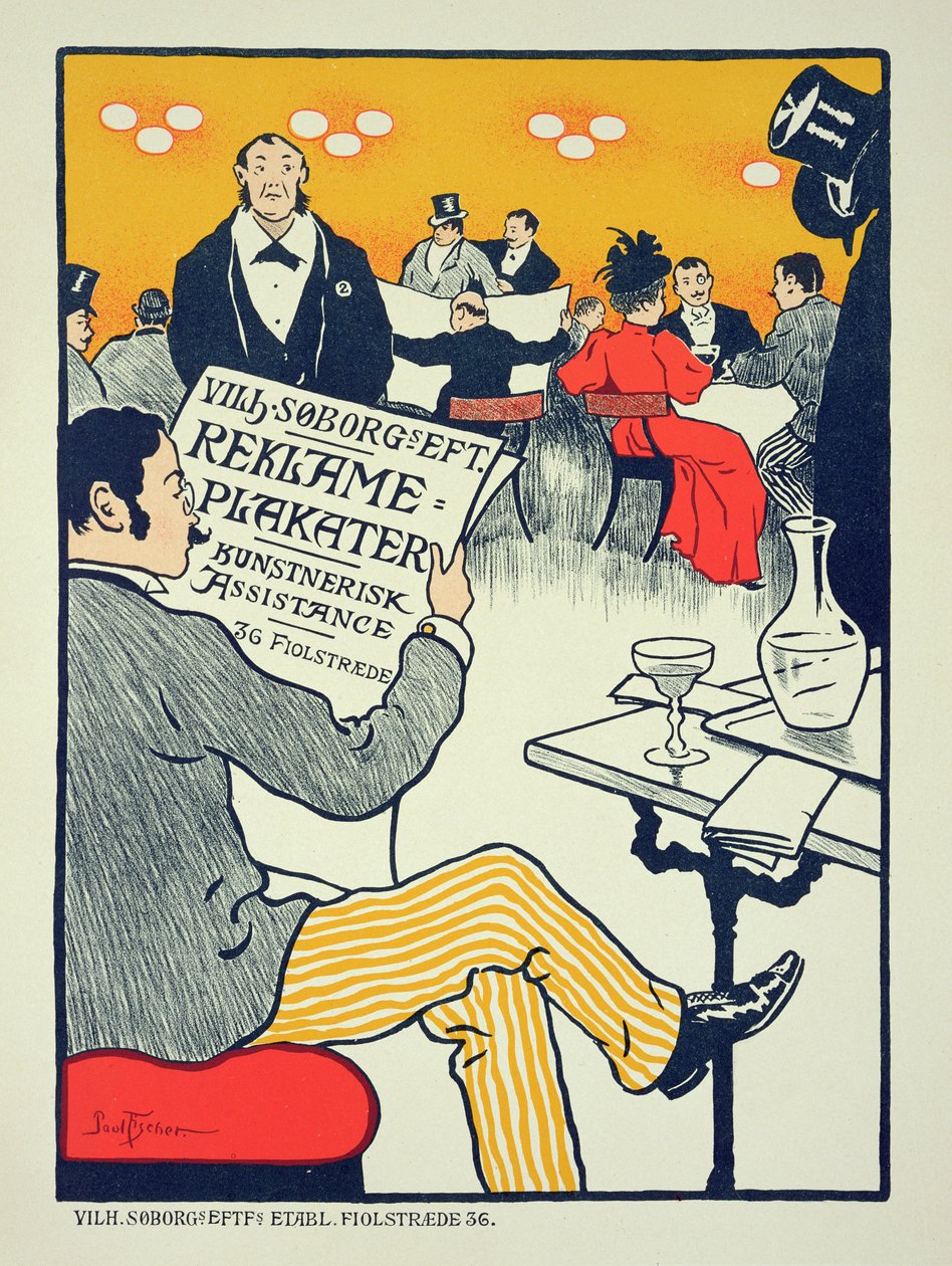 Reproductie van een poster die 