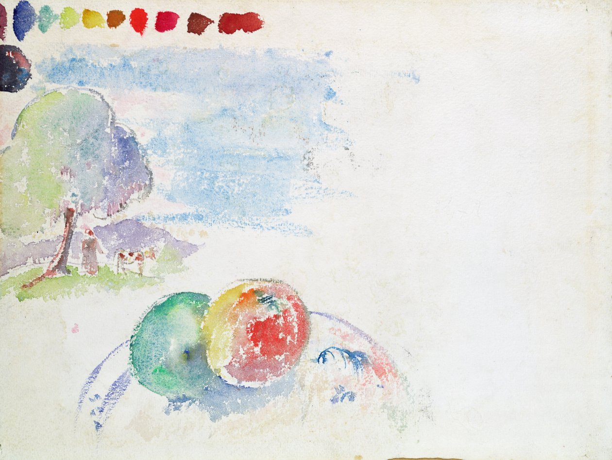 Studie van fruit en een landschap, 1892 door Paul Gauguin