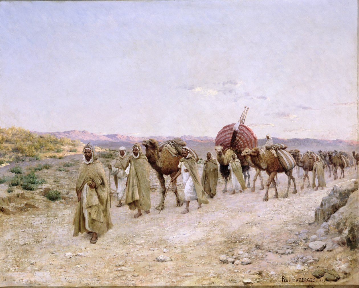 Een karavaan bij Biskra, 1892 door Paul John Baptiste Lazerges